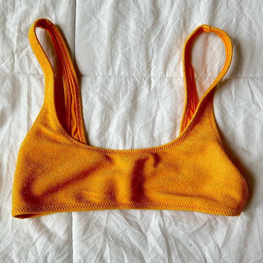 Orange sparkly bikini top